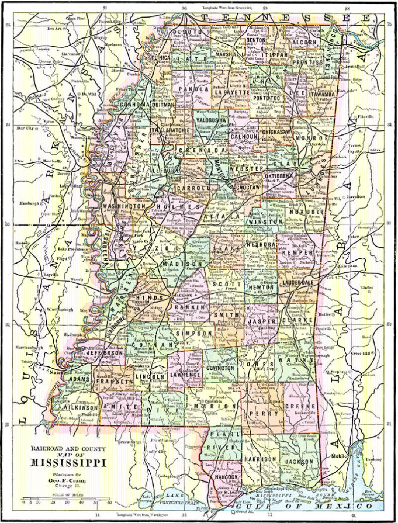 Map of Southern Mississippi