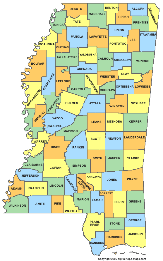 Mississippi Counties Map